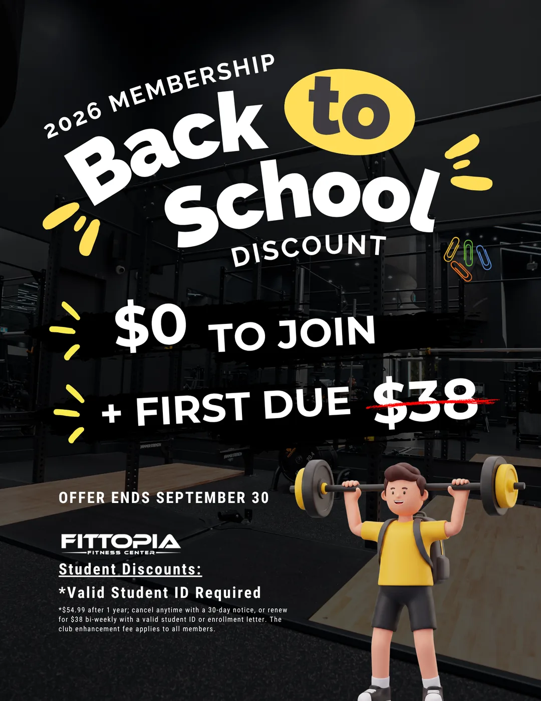 Fittopia 2026 Membership Back to School Discount poster