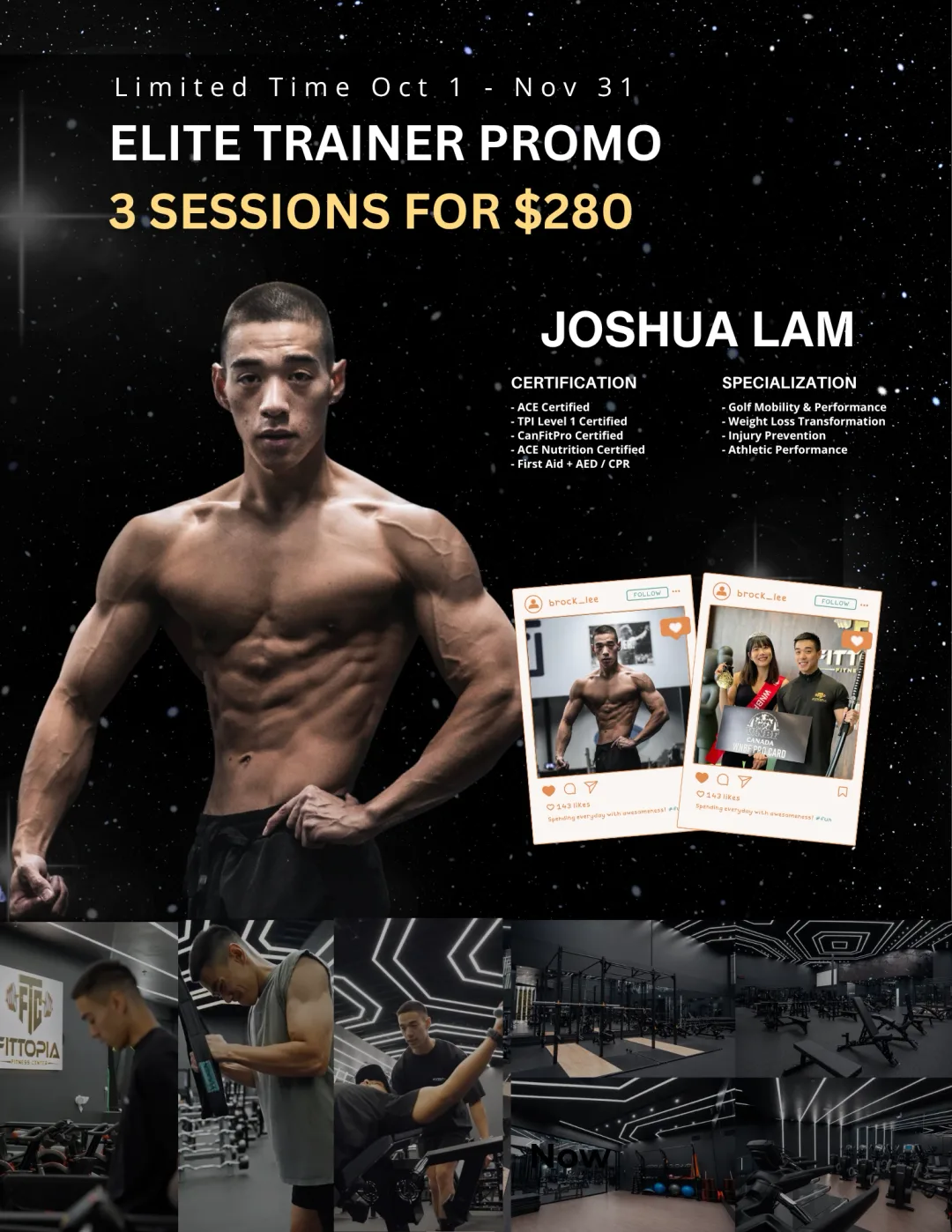 Elite Trainer Special · 3 Personal Training sessions with Josh Lam, 6-Star Performance Coach, for $280