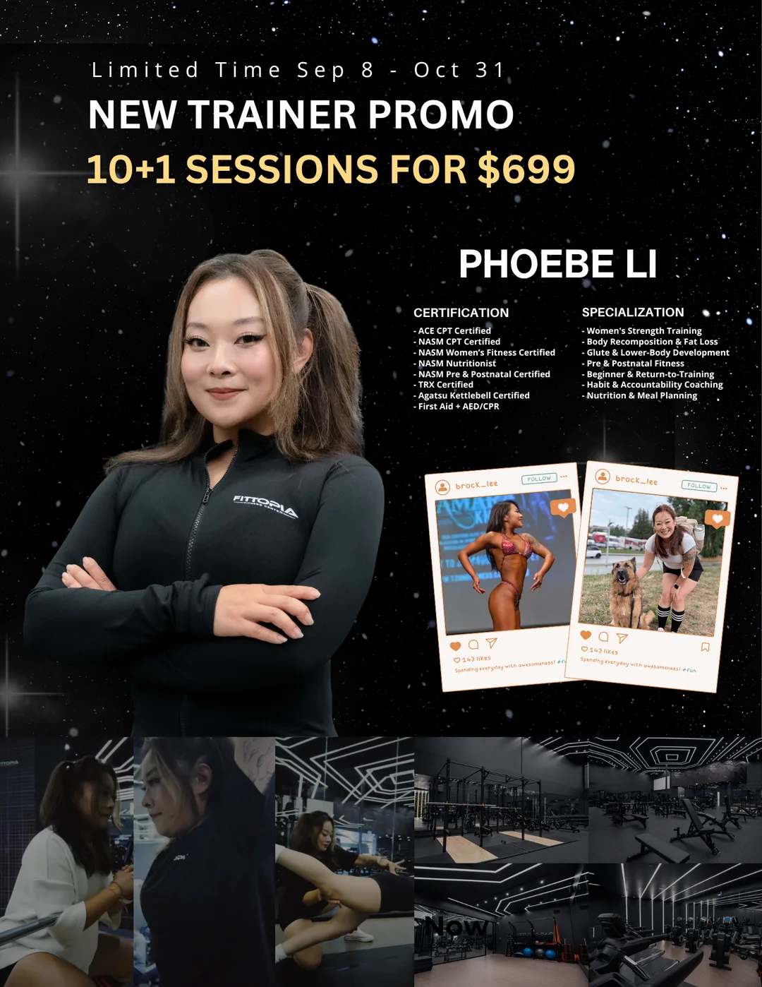 Fittopia New Trainer Promo poster: 10+1 PT sessions with Phoebe Li for $699